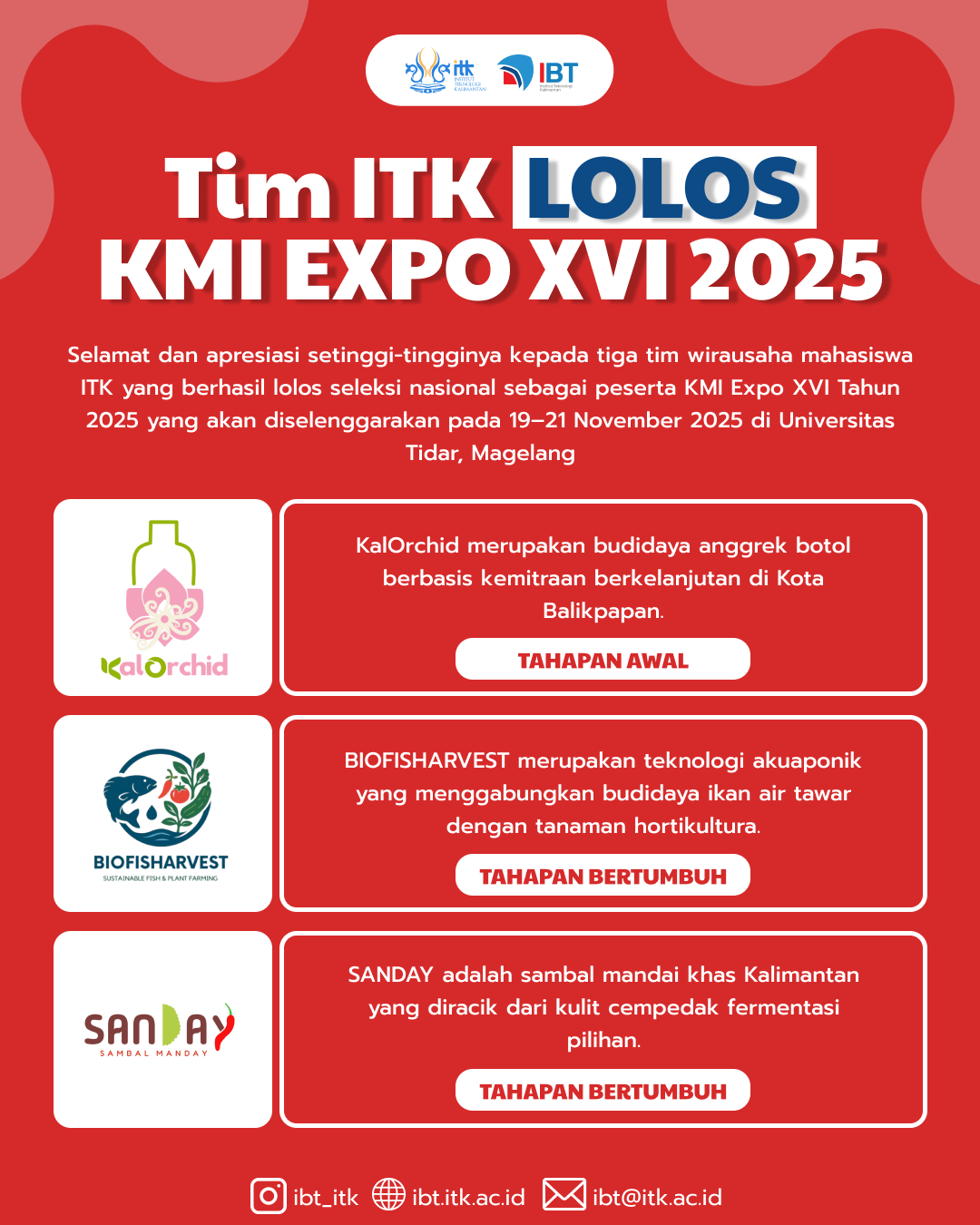 Sukses Antarkan Tiga Tim Binaan, IBT ITK Siap Berlaga di KMI Expo XVI 2025