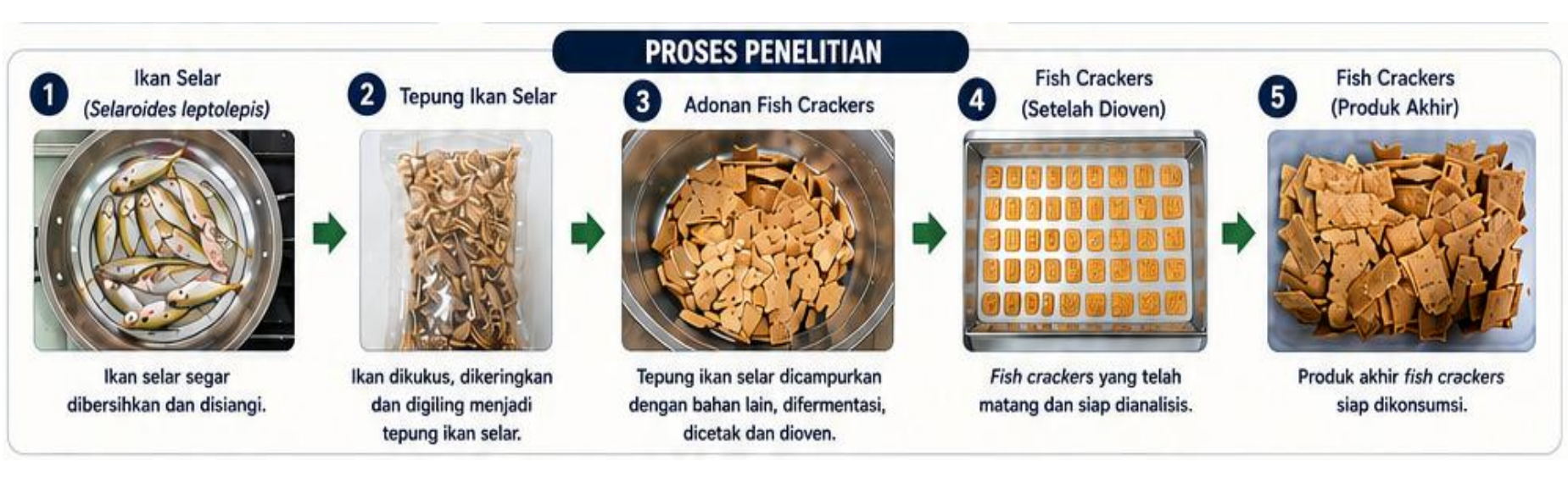 FISH CRACKERS BERBASIS TEPUNG IKAN SELAR (SELAROIDES LEPTOLEPIS) SEBAGAI PANGAN TINGGI NUTRISI